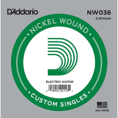D'Addario NW036 Nickel Wound Single Electric Guitar String, .036