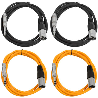 4 Pack of 1/4 Inch to XLR Male Patch Cables 6 Foot Extension Cords Jumper - Black and Orange image 1
