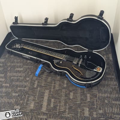 Hagstrom D2F Semi Hollowbody Electric Black Sparkle w/ Hard Case image 11