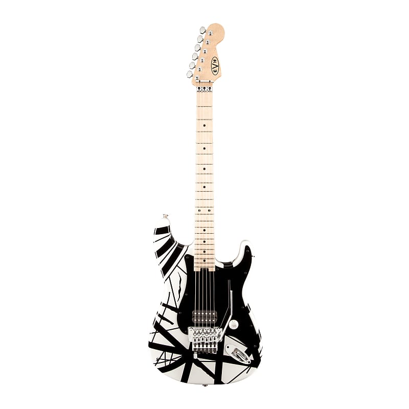 EVH Striped Series 6-String Electric Guitar (White with Black Stripes) image 1