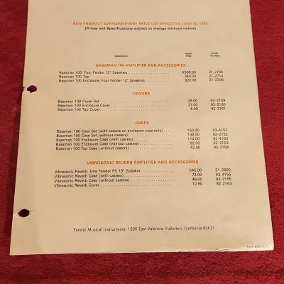 1972 Fender Instruments Catalog With Price Sheet #2 image 9