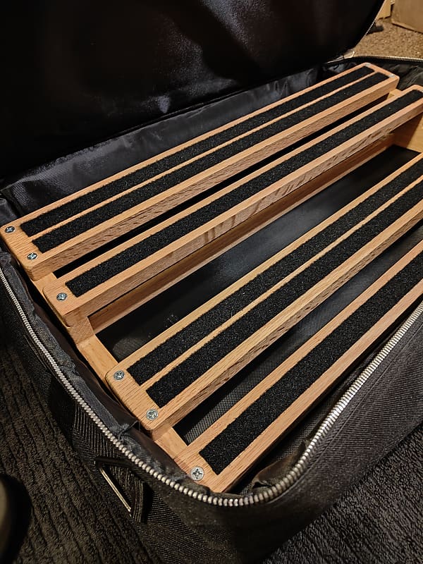 Solid Wood Tiered Pedalboard with Pedaltrain Gig Bag 24" x Reverb