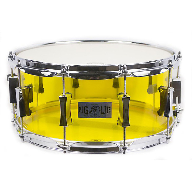 Pork Pie 6.5x14 Pig Lite Acrylic Snare Yellow Chrome Hardware Reverb