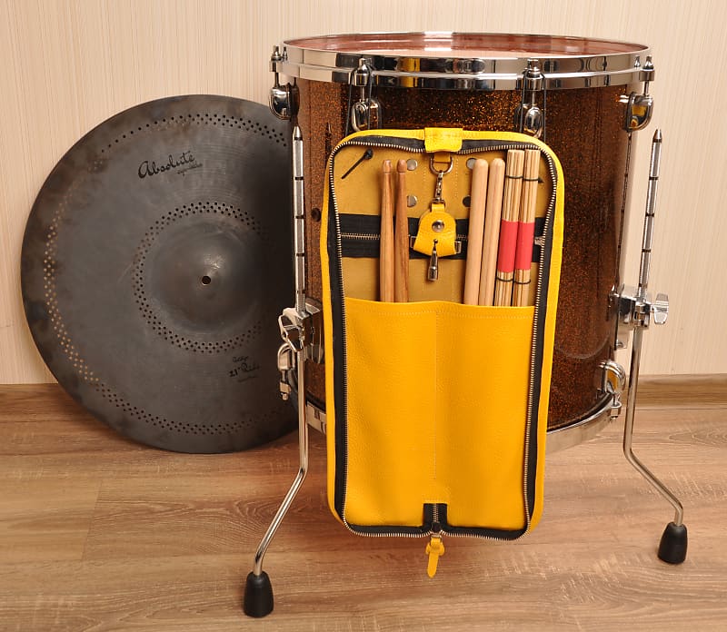 MG Leather Work Genuine leather Drumstick Bag Compact Yellow