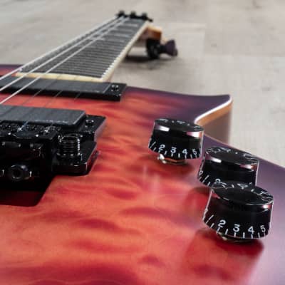 ESP USA Eclipse FR Guitar, Floyd Rose, EMG 81-X / 85-X, Quilt Cranberry Burst image 10