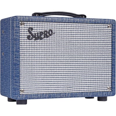 Supro 1606J 64 Super 5W 1x8 Tube Guitar Combo Amp Regular Blue image 1