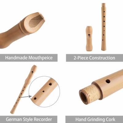 Professional Soprano Recorder Instrument For Beginner Kids Adults German Fingering Single Hole 2 Piece Pear Wood Recorder With Cotton Bag Fingering Chart Joint Grease Cleaning Kit image 2