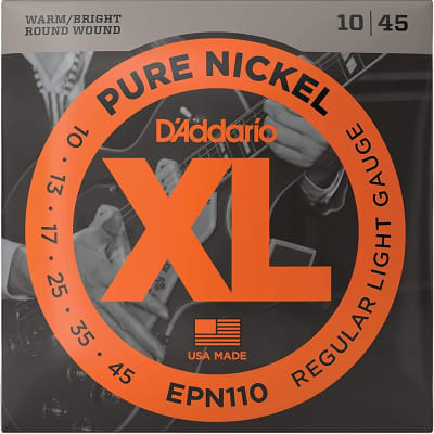 D'Addario EPN110 Pure Nickel Electric Guitar Strings, Regular Light, 10-45 image 4