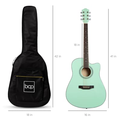 Best Choice Products Full Size Beginner Acoustic Guitar Set with Case, Strap, Capo - 41in-Dark Brown image 21