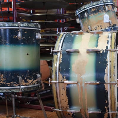 1940s Slingerland Radioking in Blue and Silver Duco 14x26 16x16 9x13 image 2
