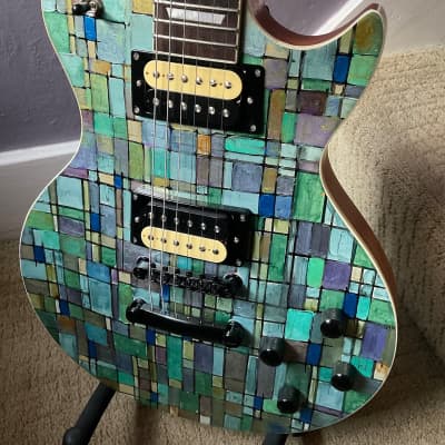 Kit guitar build with custom painted artistic finish Single cut 2021 Custom painted artistic finish image 5