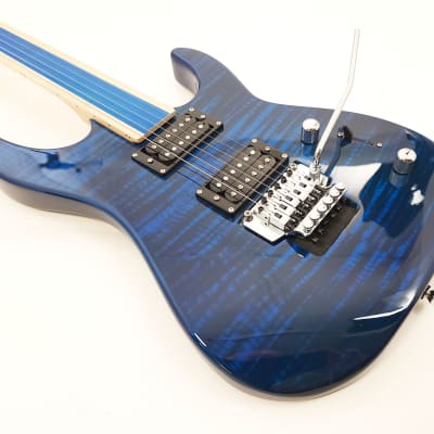 Hadean 25 1/2" Scale EG-628 TBL Blue Fretless Electric Guitar image 4