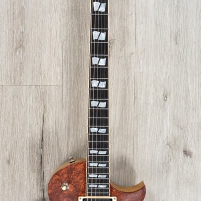 ESP USA Eclipse Guitar, Alnico II Pros, Black Limba, Open-Grain Redwood Burl Top image 4