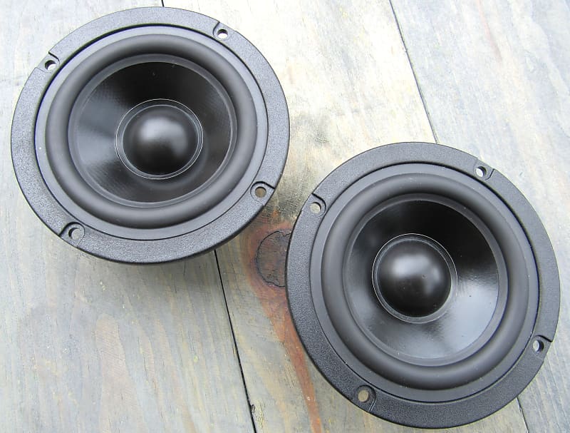 NOS PAIR AUDAX HP100G0 MID/WOOFER 4&quot; CLASSIC COATED PAPER CONE -RUBBER SURROUND  			