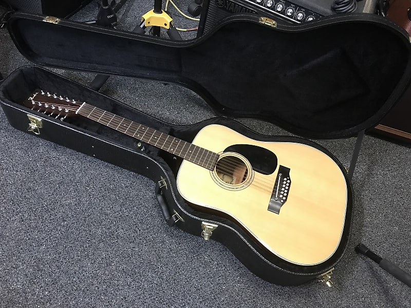 Fender F55-12 string dreadnought acoustic guitar made in Japan 1970s very good condition with hard case image 1