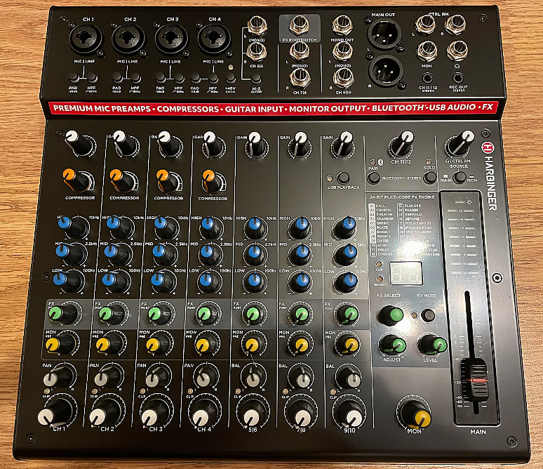 Harbinger LV14 14-Channel Analog Mixer with Bluetooth, FX & USB Audio