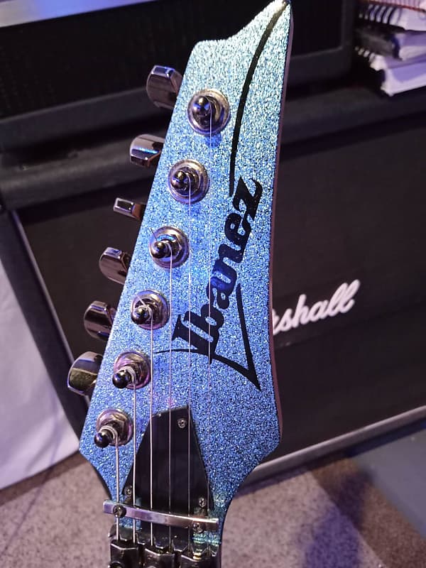 Ibanez S470 Sparkle Blue Custom paint with upgraded middle | Reverb