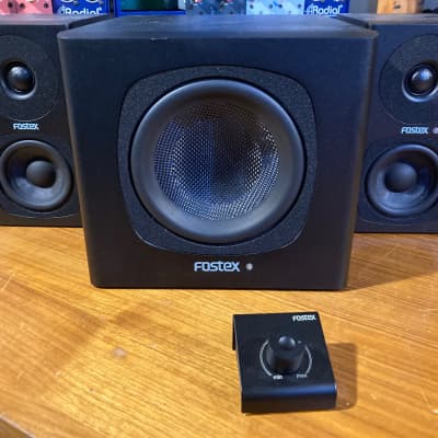 Fostex 3" Powered Monitors (PM0.3) & 5" Powered Subwoofer (PM-SUBMini)  w/ PC-1 Volume Control image 1