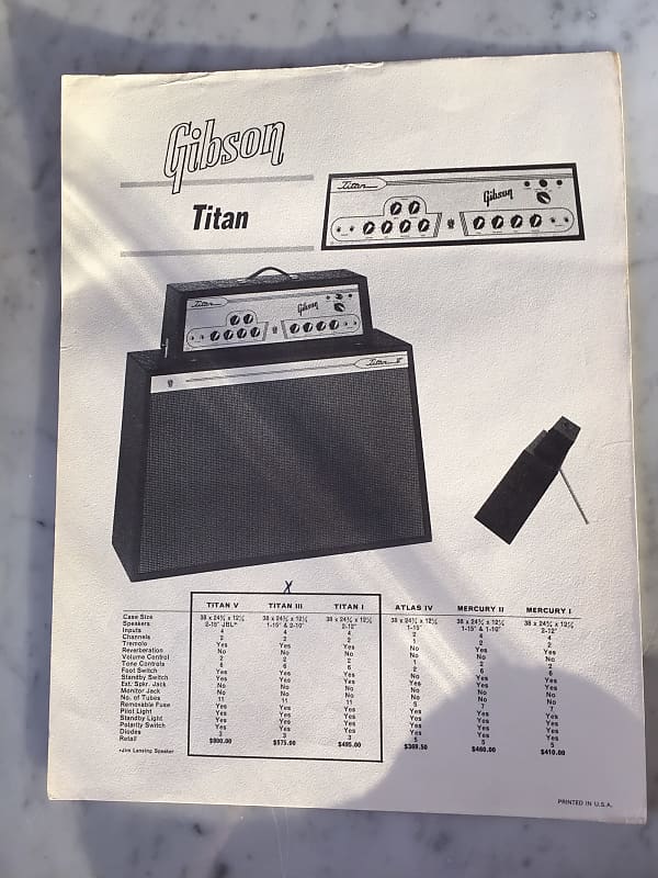 1963 Gibson Titan Dealer Sheet vintage collector case candy collector amplifier image 1