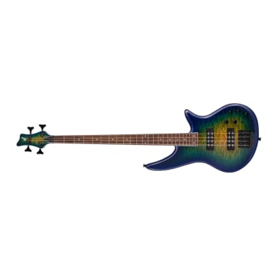 Jackson X Series Spectra Bass SBXQ IV 4-String, Laurel Fingerboard, Poplar Body, and Maple Neck Electric Guitar (Right-Handed, Amber Blue Burst) image 4