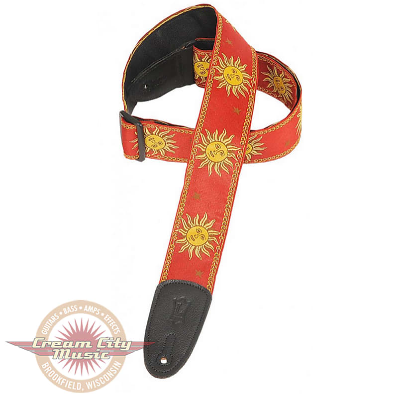Levy's Jacquard Weave Sun Design 2" Guitar Strap in Red image 1