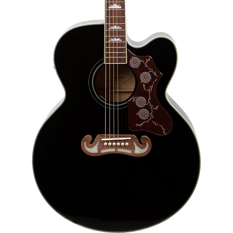 Epiphone J-200 EC Studio Acoustic-Electric Guitar, Black image 1