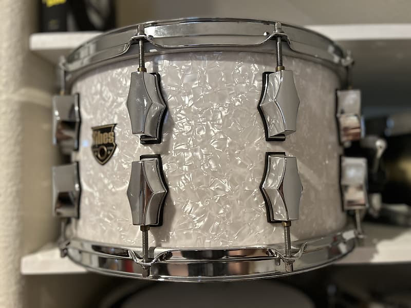 Fibes 8x14” Snare Drum 2002 White Marine Pearl Reverb