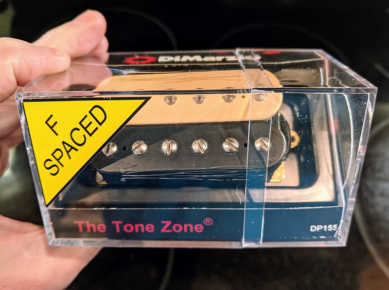 DiMarzio DP155F Tone Zone Zebra Black/Creme F-Spaced Bridge Humbucker  Pickup, EXC in Box