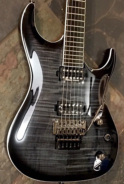 Washburn Parallaxe PXS20FRTBB  Trans Black Flame Top Electric Guitar w/Floyd Rose Demo Video Inside image 1