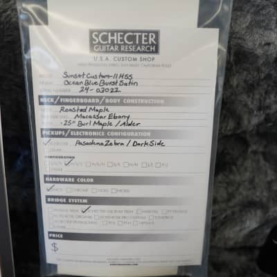 Schecter CUSTOM SHOP USA Sunset Custom-II - Ocean Blue Burst Satin 6-String w/ Case (2024) image 10