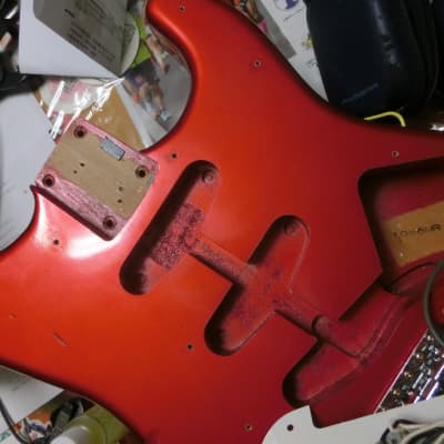 81' springy sound ST55 Candy Apple Red matching headstock stratocaster copy Fujigen  Japan vintage image 13