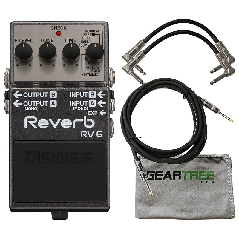 BOSS RV-6 Digital Reverb Guitar Effect Pedal Bundle image 1