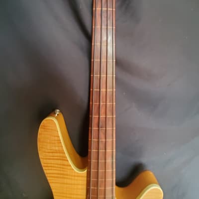 Rob Allen MB-2 Lined Fretless Flametop 2000's - Natural Finish Over Flame Maple Top image 8