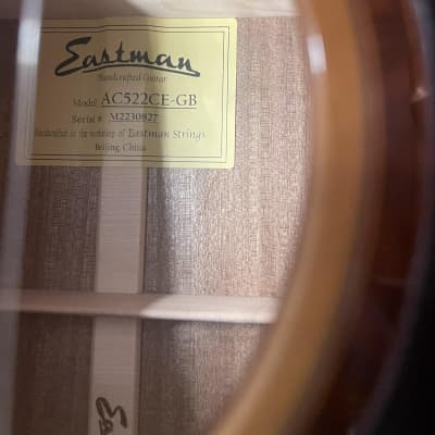 Eastman Grand Auditorium AC522CE Goldburst Cutaway Guitar W/Pickup & Hardshell Case image 12