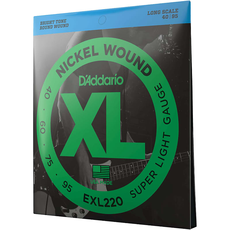 D'Addario EXL220 Super Light, Nickel Wound Bass Strings, 40-95 image 1