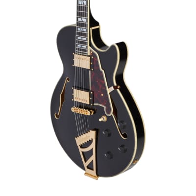 D'Angelico Excel SS Semi-hollowbody Electric Guitar - Solid Black with Stairstep Tailpiece image 5