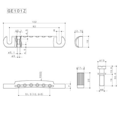 NEW Gotoh GE101Z Zinc Diecast Tailpiece Metric Studs for Import Guitars - GOLD imagen 3