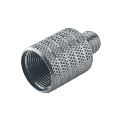 K&M 216 Thread Adapter 5/8" 27-Gauge Female to 3/8" Male - Knurled, Zine Plated