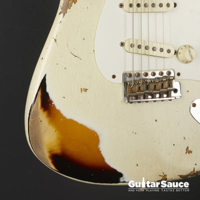 Fender Custom Shop 56 Stratocaster Heavy Relic Aged India Ivory Over 2 Tone Sunburst 2022 Used (cod.1378UG) image 5