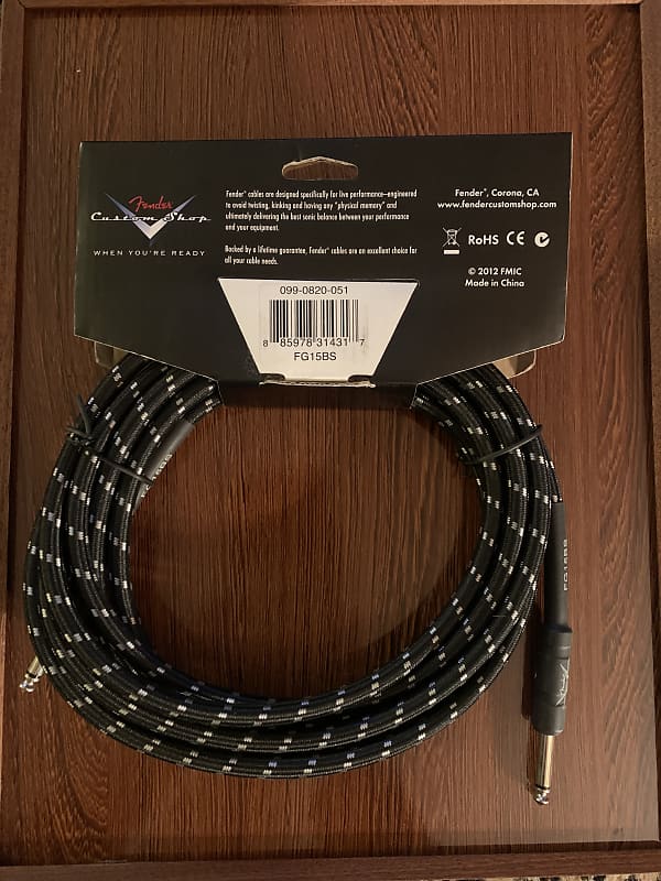 Fender Custom Shop Instrument Cable 15ft Black Tweed | Reverb