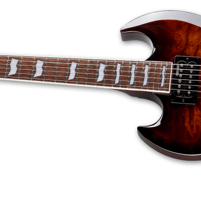 ESP LTD VIPER-256 QM DBSB LH Dark Brown Sunburst Left Handed Electric Guitar + ESP TKL Gig Bag - NEW image 3