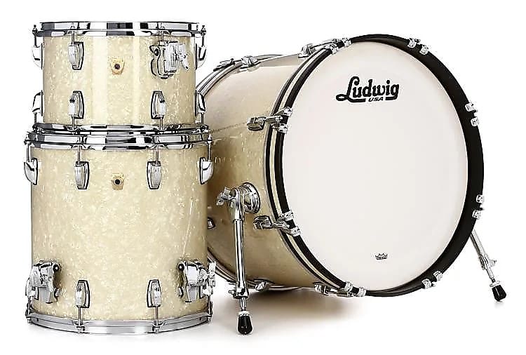 Ludwig Classic Maple Downbeat Vintage White Marine 3-piece Shell Pack 12/14/20 - NEW image 1