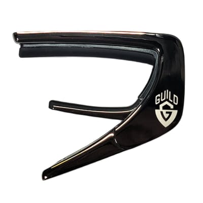 Guild® by Thalia Black Chrome Capo ~ Ebony Inked on Black Ripple with G Shield Inlay image 4