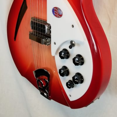Rickenbacker 330 Fire Glo Thin-Line Semi-Hollow Electric Guitar, 2022 w/Oiled Rosewood Fretboard, HC image 4