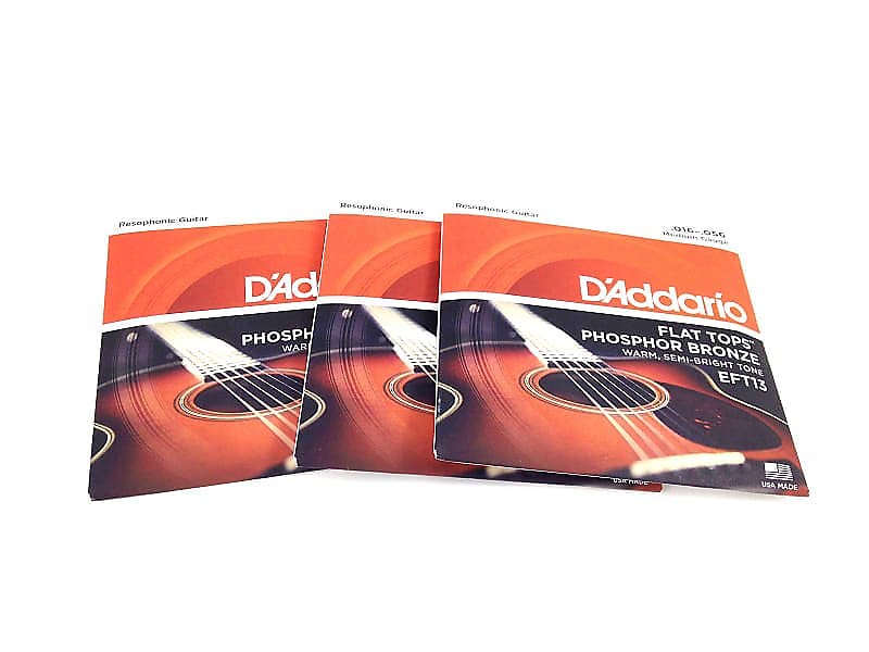 D Addario Guitar Strings 3 Sets EFT13 Flat Top Phosphor Bronze Medium