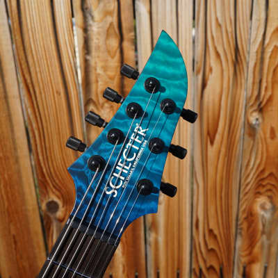 Schecter USA CUSTOM SHOP Keith Merrow KM-7 Hybrid  - Blue Green Fade 7-String Electric Guitar w/ Black Tolex Merrow Case (2023) image 7