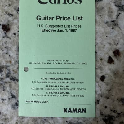 Carlos Price List 1987 model 207 226 228 & more for sale