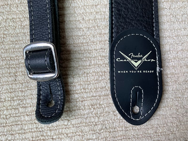 Fender Custom Shop Guitar Strap 2019 - Black Leather | Reverb