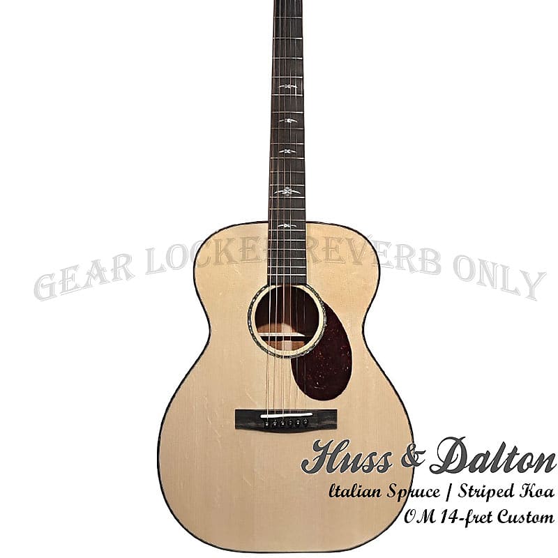 Huss & Dalton OM Custom Italian straight-gained Spruce & Striped Koa handcrafted 14-fret guitar 5822 image 1