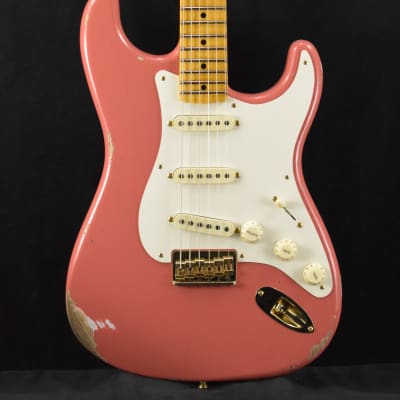 Mint Fender '56 Hardtail Stratocaster Relic with Gold Closet Classic Hardware - Super Faded Tahitian Coral for sale